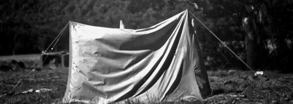 Tent distorted in a strong wind