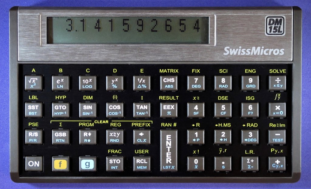 SwissMicros DM15L scientific calculator