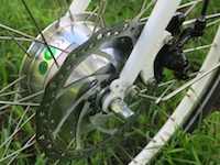 250 watt 8FUN front hub motor and disc brake - click to enlarge 250 watt 8FUN front hub motor and disc brake