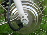 250 watt front hub motor cable entry - click to enlarge 250 watt front hub motor cable entry
